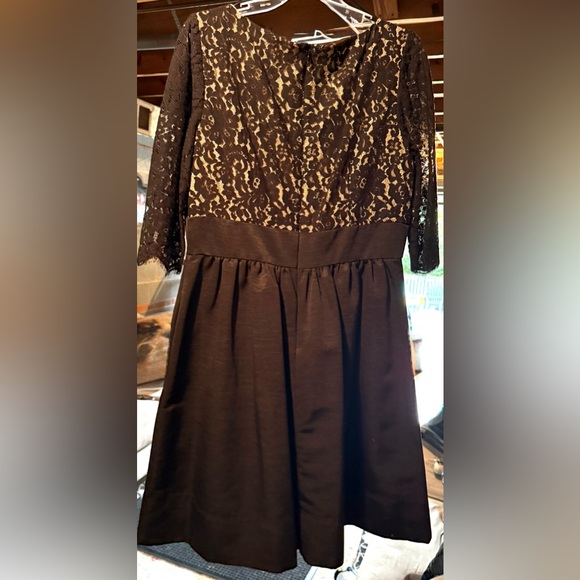 Black Lace Knee Length A-Line Dress - Picture 3 of 4